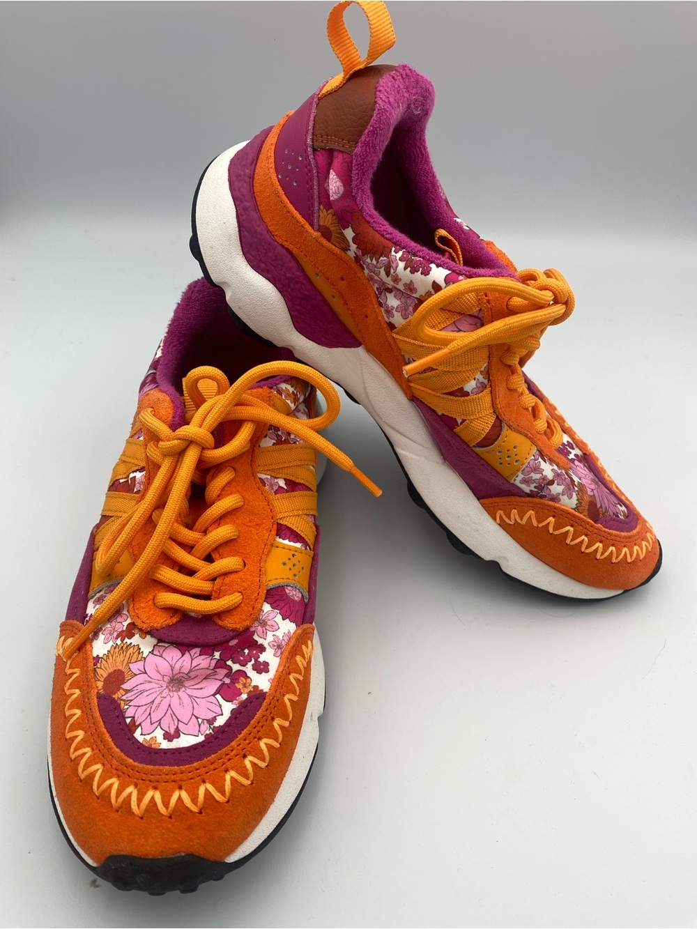 Chelsea & Violet Orange and Magenta Floral Sneakers